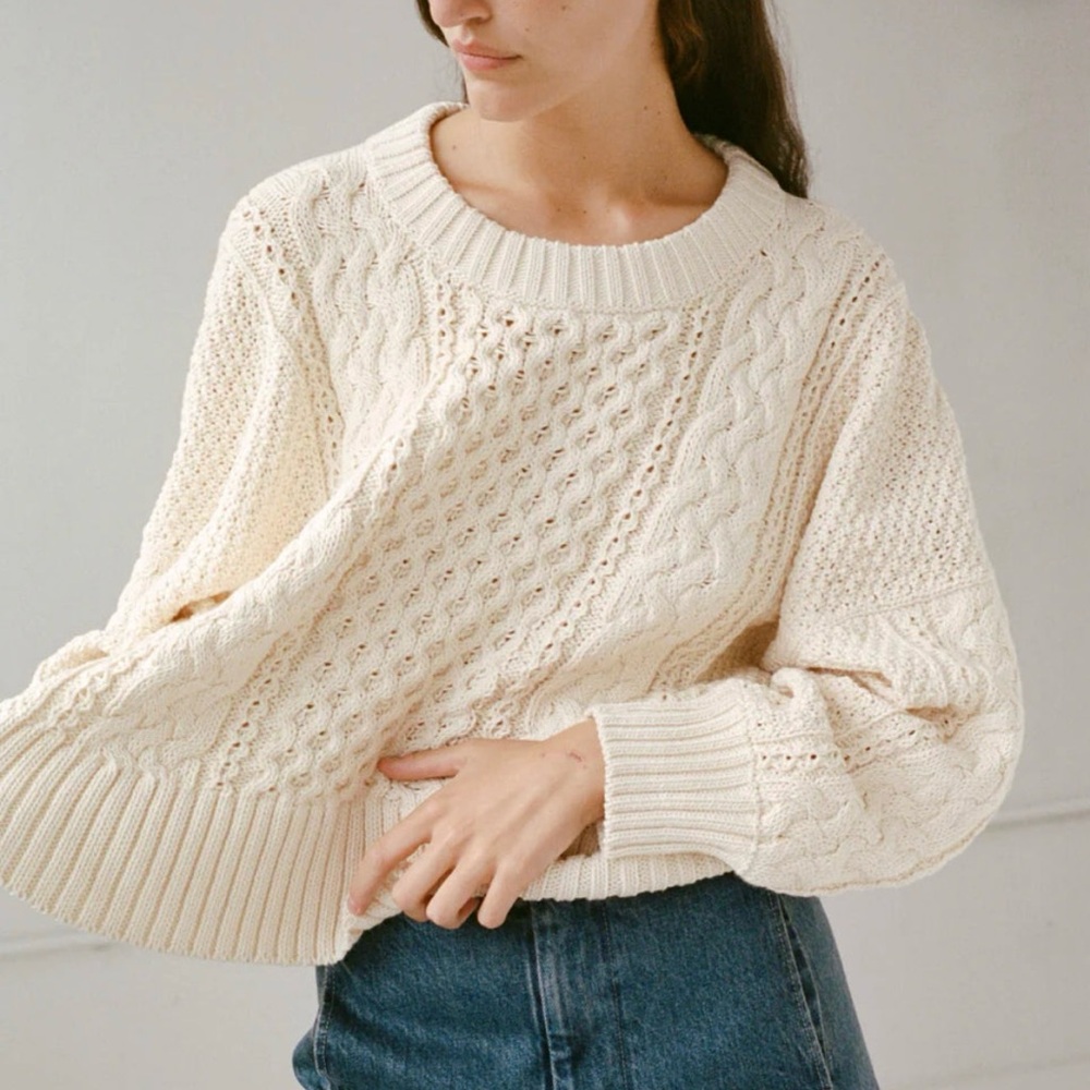 Shaina Mote Fisherman Sweater 100% Cotton in Natural size XS/S